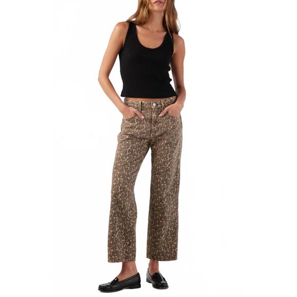 AMO Pants - NEW AMO billie wide straight-leg jeans in leopard